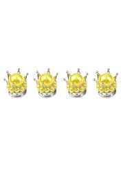 4pcs Car Wheel Air Valve Cover Tire Rhinestone Crown Pattern Brass Core Auto Truck Tire Rim Stem Dust Cover Air Universal Accessories