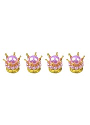 4pcs Car Wheel Air Valve Cover Tire Rhinestone Crown Pattern Brass Core Auto Truck Tire Rim Stem Dust Cover Air Universal Accessories