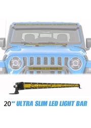 ANMINGPU 12V 24V Offroad LED Light Bar 3000K Yellow Spot Flood LED Work Light For Truck Boat 4x4 Atv Lada Niva Car LED Fog Light