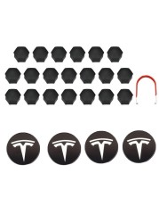 Decorative Wheel Center Hub Caps for Tesla Model 3/S/X Set of Tesla Logo Wheel Caps Center Hub Nut Lug Nut Cover for Tesla