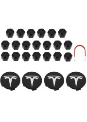 Decorative Wheel Center Hub Caps for Tesla Model 3/S/X Set of Tesla Logo Wheel Caps Center Hub Nut Lug Nut Cover for Tesla