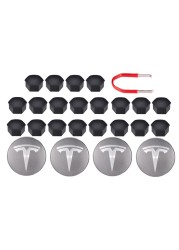 Decorative Wheel Center Hub Caps for Tesla Model 3/S/X Set of Tesla Logo Wheel Caps Center Hub Nut Lug Nut Cover for Tesla