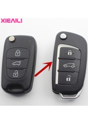 غلاف مفتاح ريموت قابل للطي قلّاب معدّل من شركة XIEAILI OEM غطاء لسيارة Hyundai I30/IX35/Verna لسيارات Kia K5/Rio/Picanto/Ceed/sporage S153