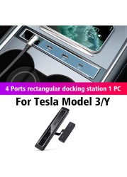 For Tesla 2021-2022 Model 3 Model Y 27W Intelligent Fast Charger Docking Station USB Ext Hub Interior Decoration Accessories