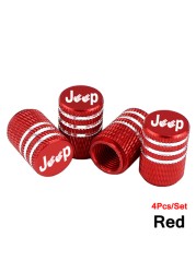 AUTCOAT 4pcs/set Jeep Logo Tire Stem Valve Caps Aluminum Car Dust Caps Tire Wheel Stem Air Valve Caps