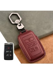 Luxury Genuine Leather Car Key Case For Jaguar Land Rover Evoque Sport Accessories Keychains Bag Holder Keyring Fob Shell