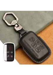 Luxury Genuine Leather Car Key Case For Jaguar Land Rover Evoque Sport Accessories Keychains Bag Holder Keyring Fob Shell