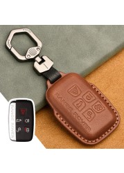 Luxury Genuine Leather Car Key Case For Jaguar Land Rover Evoque Sport Accessories Keychains Bag Holder Keyring Fob Shell