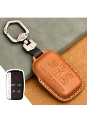 Luxury Genuine Leather Car Key Case For Jaguar Land Rover Evoque Sport Accessories Keychains Bag Holder Keyring Fob Shell