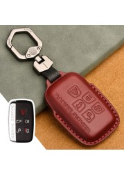 Luxury Genuine Leather Car Key Case For Jaguar Land Rover Evoque Sport Accessories Keychains Bag Holder Keyring Fob Shell