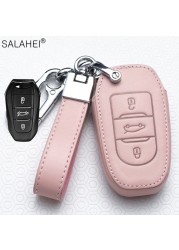 Leather Car Key Case Covers For Peugeot 107 206 207 208 306 307 301 308S 407 2008 3008 4008 5008 RCZ For Citroen C1 C2 C3 C4 C5