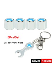 DSYCAR 5pcs/set National Flag Pattern Anti-theft Car Tire Wheel Valve Caps With Wrench Keychain Alloy Car Tire Valve Caps