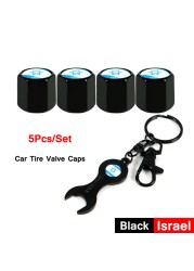 DSYCAR 5pcs/set National Flag Pattern Anti-theft Car Tire Wheel Valve Caps With Wrench Keychain Alloy Car Tire Valve Caps