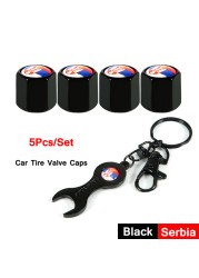 DSYCAR 5pcs/set National Flag Pattern Anti-theft Car Tire Wheel Valve Caps With Wrench Keychain Alloy Car Tire Valve Caps