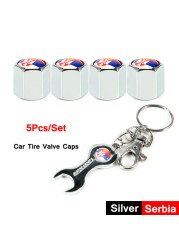 DSYCAR 5pcs/set National Flag Pattern Anti-theft Car Tire Wheel Valve Caps With Wrench Keychain Alloy Car Tire Valve Caps