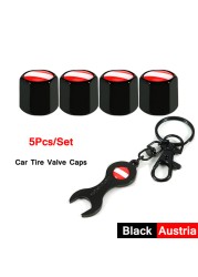 DSYCAR 5pcs/set National Flag Pattern Anti-theft Car Tire Wheel Valve Caps With Wrench Keychain Alloy Car Tire Valve Caps