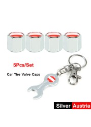 DSYCAR 5pcs/set National Flag Pattern Anti-theft Car Tire Wheel Valve Caps With Wrench Keychain Alloy Car Tire Valve Caps