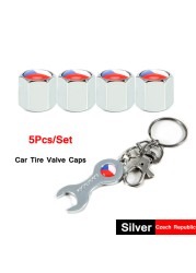 DSYCAR 5pcs/set National Flag Pattern Anti-theft Car Tire Wheel Valve Caps With Wrench Keychain Alloy Car Tire Valve Caps