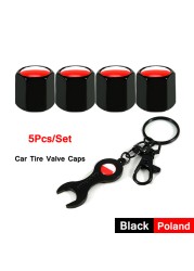 DSYCAR 5pcs/set National Flag Pattern Anti-theft Car Tire Wheel Valve Caps With Wrench Keychain Alloy Car Tire Valve Caps