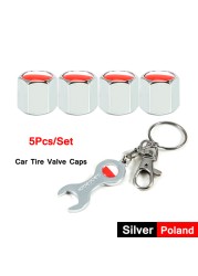 DSYCAR 5pcs/set National Flag Pattern Anti-theft Car Tire Wheel Valve Caps With Wrench Keychain Alloy Car Tire Valve Caps