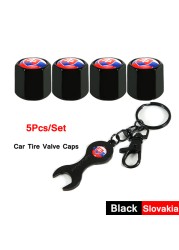 DSYCAR 5pcs/set National Flag Pattern Anti-theft Car Tire Wheel Valve Caps With Wrench Keychain Alloy Car Tire Valve Caps