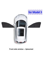 Sunshade For Tesla Model 3 2022 Car Accessories Side Window Sun Shade Privacy Louver Blinds Shade Net Rear Windshield