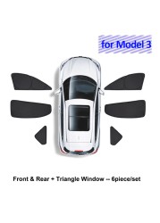 Sunshade For Tesla Model 3 2022 Car Accessories Side Window Sun Shade Privacy Louver Blinds Shade Net Rear Windshield