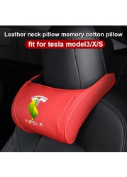 For Tesla Model 3S X 2022 Car Seat Headrest Neck Seat Cushion PU Leather Head Support Headrest Head Cushion For Tesla Model 3