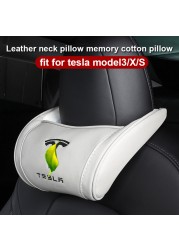 For Tesla Model 3S X 2022 Car Seat Headrest Neck Seat Cushion PU Leather Head Support Headrest Head Cushion For Tesla Model 3