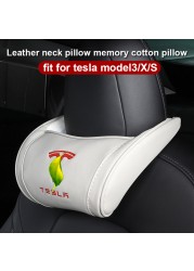 For Tesla Model 3S X 2022 Car Seat Headrest Neck Seat Cushion PU Leather Head Support Headrest Head Cushion For Tesla Model 3