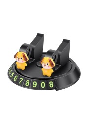 G99F 360 Degree Rotation Car Phone Holder Navigation With Hidden Parking Number Plate Cartoon Cute Doll Ornament Phone Bracket