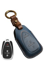 Luxury Leather Car Key Case Cover Fob Protector Keychain Holder For Chevy Chevrolet 2021 JM Trax Crvalier Cruze Malibu Keyring