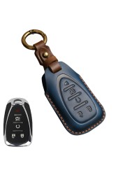 Luxury Leather Car Key Case Cover Fob Protector Keychain Holder For Chevy Chevrolet 2021 JM Trax Crvalier Cruze Malibu Keyring