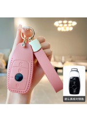 Women Car Key Leather Cover Fob Protector For Mercedes Benz E300l C260L C200L A200L E260C S320L C260l C200 Key Chain Holder