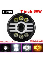 45W/60W/75W/80W/90W Car Led 7 Inch Car Accessories Angel Eyes H4 Led Headlight For Lada Niva 4X4 Uaz Hunter Hummer