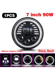 45W/60W/75W/80W/90W Car Led 7 Inch Car Accessories Angel Eyes H4 Led Headlight For Lada Niva 4X4 Uaz Hunter Hummer