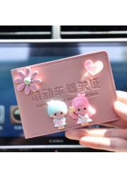 Cute Short Ultra-thin Leather Wallet Zero Small Hand Wallet Lady Credit Card Holder Driver's License Cover Business Card Holder