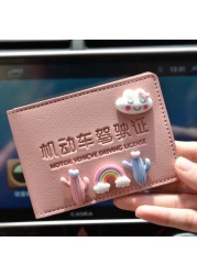 Cute Short Ultra-thin Leather Wallet Zero Small Hand Wallet Lady Credit Card Holder Driver's License Cover Business Card Holder