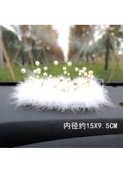 High-grade pearl feather car anti-slip mat dashboard mat perfume seat cushion mobile phone storage mat interior accessories