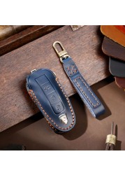 New Luxury Genuine Leather Car Key Cover Case For Porsche Macan 718 Cayenne Palmer Lamela 911 Keychain Holder Car Accessories