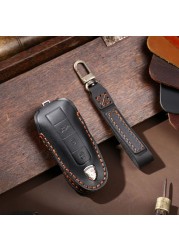 New Luxury Genuine Leather Car Key Cover Case For Porsche Macan 718 Cayenne Palmer Lamela 911 Keychain Holder Car Accessories