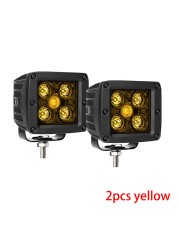 Luyoo 3 بوصة LED مكعبات ضوء 12 فولت 24 فولت العنبر 3000K Led قضيب مصابيح عملي لشاحنة سيارة Atv 4x4 UTV قارب بقعة القيادة الطرق الوعرة الضباب الخفيف