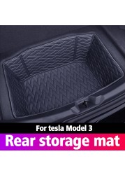 Car Trunk Organizer Booster For Tesla Model Y Model 3 2021-2022 Leather Mat Refit Interior Trim Accessories