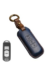 New Luxury Leather Car Key Case Cover Fob Protector Keychain Holder For Mazda 3 Axela Mazda6 Car Accessories Remote Keyring Bag