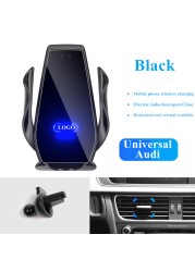 For Audi Q5 2010-2018 Car Cell Phone Holder Air Vent Wireless Charger 360 Rotating Navigation Bracket Support GPS With Logo