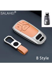 New Fashion Zinc Alloy and Leather Car Key Case Cover for Audi A3 A4 A5 C5 C6 8L 8P B6 B7 B8 C6 RS3 RS6 Q3 Q7 TT 8L 8V S6 S4 S3