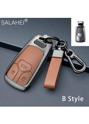 New Fashion Zinc Alloy and Leather Car Key Case Cover for Audi A3 A4 A5 C5 C6 8L 8P B6 B7 B8 C6 RS3 RS6 Q3 Q7 TT 8L 8V S6 S4 S3