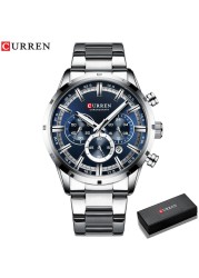 Curren Men's Watch Blue Dial Stainless Steel Band Date Business Men's Watches Waterproof Luxuries Men Wrist Watches for Men