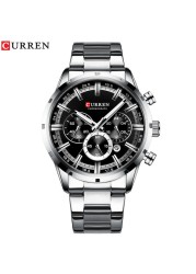 Curren Men's Watch Blue Dial Stainless Steel Band Date Business Men's Watches Waterproof Luxuries Men Wrist Watches for Men