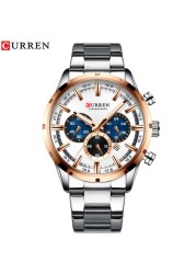 Curren Men's Watch Blue Dial Stainless Steel Band Date Business Men's Watches Waterproof Luxuries Men Wrist Watches for Men